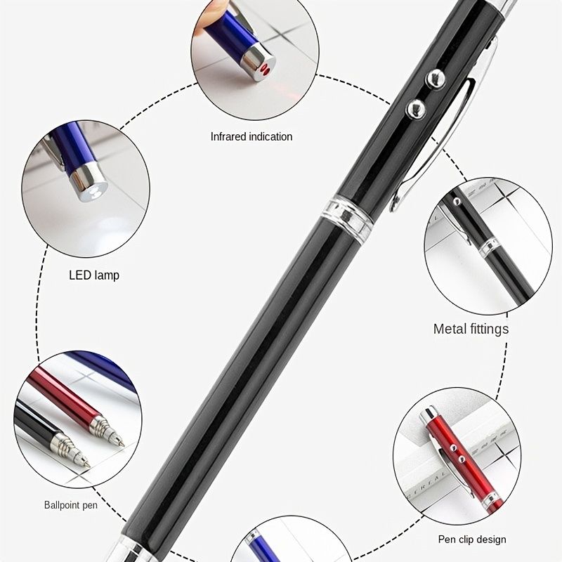 1pc Five In One Pointer Pen Retractable Pen Laser Infrared Laser Pointer PPT Electronic Pointer Pen 1.0mm Refill Black - Renee Lane Company