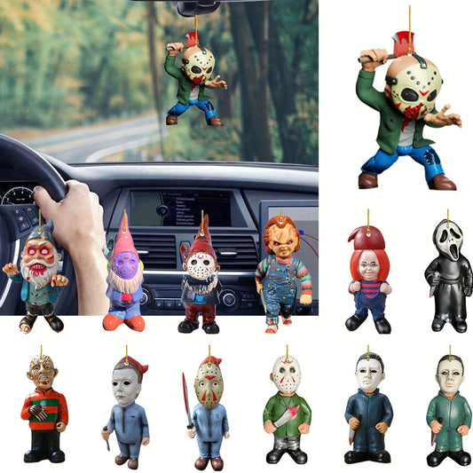 1pc Halloween Decor Horror Movie Character Sculpture Car Hanging Pendant Horror Decoration Funny Pendant Car Dwarf Pendant - Renee Lane Company