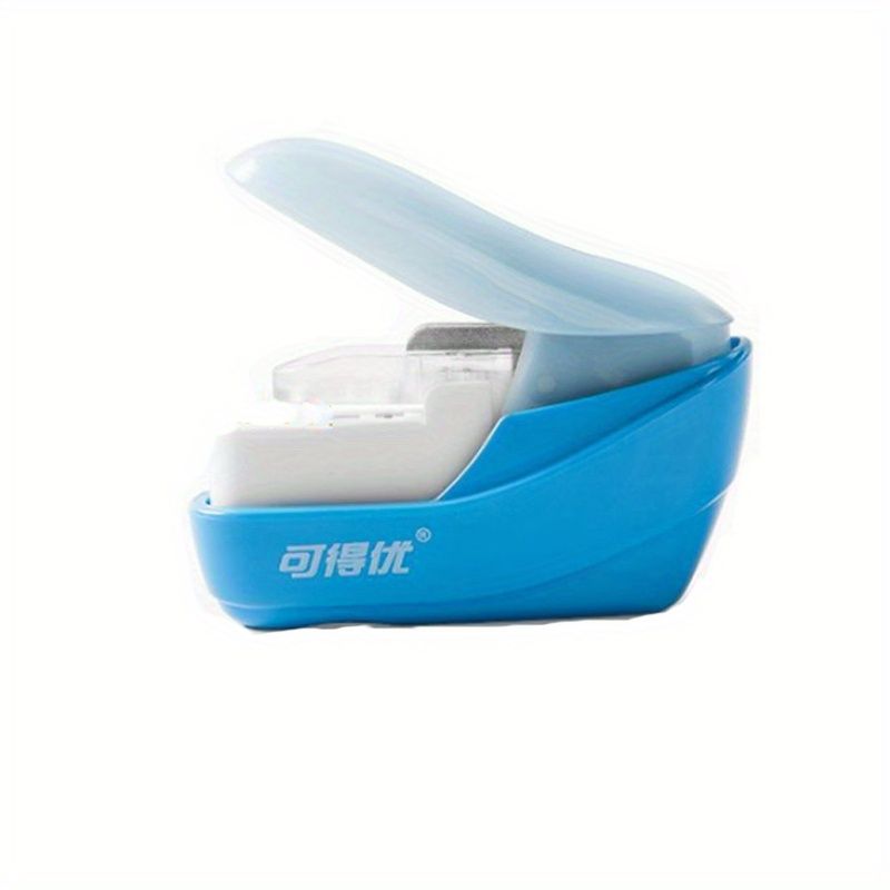 1pc Handheld Staple Free Stapler, Staplers For Desk Swingline, Rotatable Heavy-Duty Staplers, Labor-Saving Stapler Office School Supplies White Blue No Staples Needed 4 Sheet Capacity - Renee Lane Company