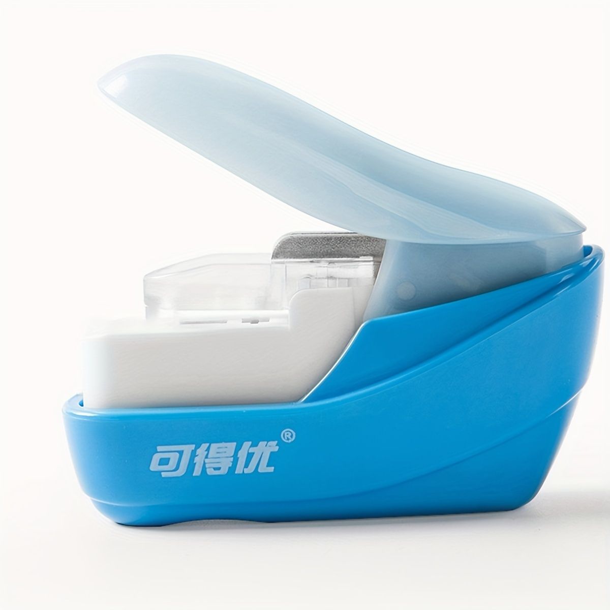 1pc Handheld Staple Free Stapler, Staplers For Desk Swingline, Rotatable Heavy-Duty Staplers, Labor-Saving Stapler Office School Supplies White Blue No Staples Needed 4 Sheet Capacity - Renee Lane Company