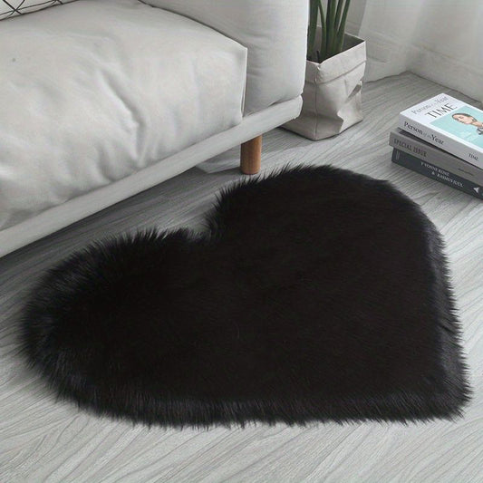 1pc Heart Shaped Area Rug, Plush Faux-Fur Carpet For Living Room & Bedroom, Home Decor Valentine's Day Decor 19.6in*23.6in/50cm*60cm - Renee Lane Company
