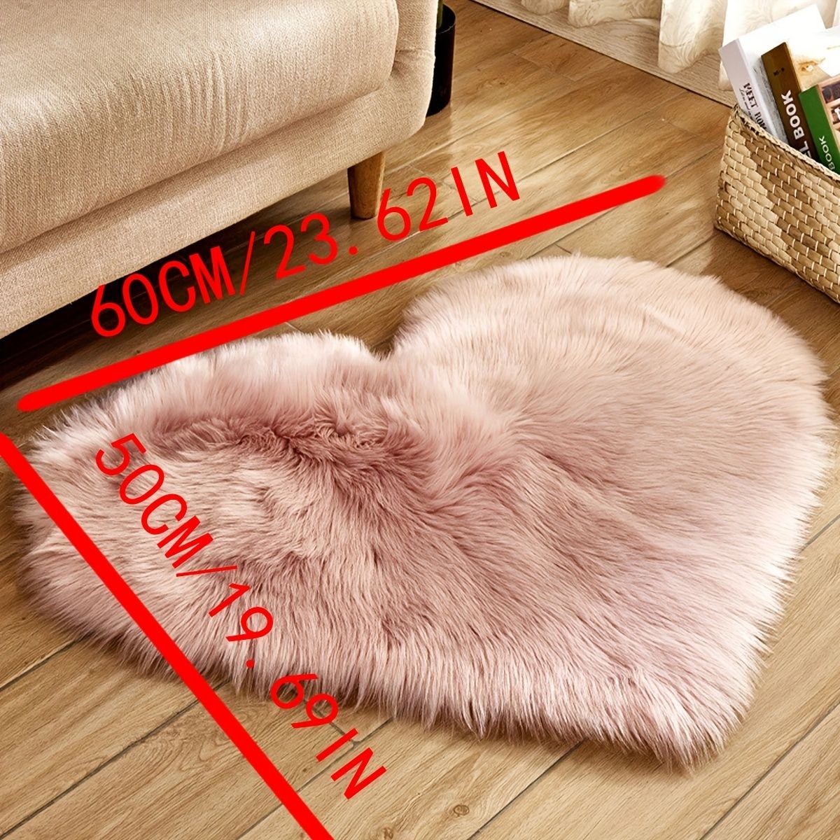 1pc Heart Shaped Area Rug, Plush Faux-Fur Carpet For Living Room & Bedroom, Home Decor Valentine's Day Decor 19.6in*23.6in/50cm*60cm - Renee Lane Company
