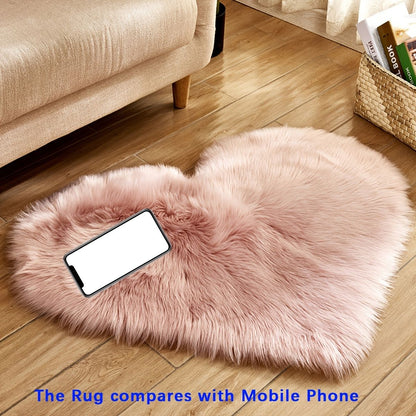 1pc Heart Shaped Area Rug, Plush Faux-Fur Carpet For Living Room & Bedroom, Home Decor Valentine's Day Decor 19.6in*23.6in/50cm*60cm - Renee Lane Company