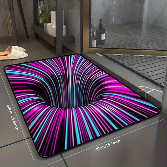 1pc, Illusion Floor Mat, Colourful 3D Swirl Illusion Rug, Abstract Geometric Non-Slip Area Rug For Living Room Mat, Bedroom Kitchen - Renee Lane Company