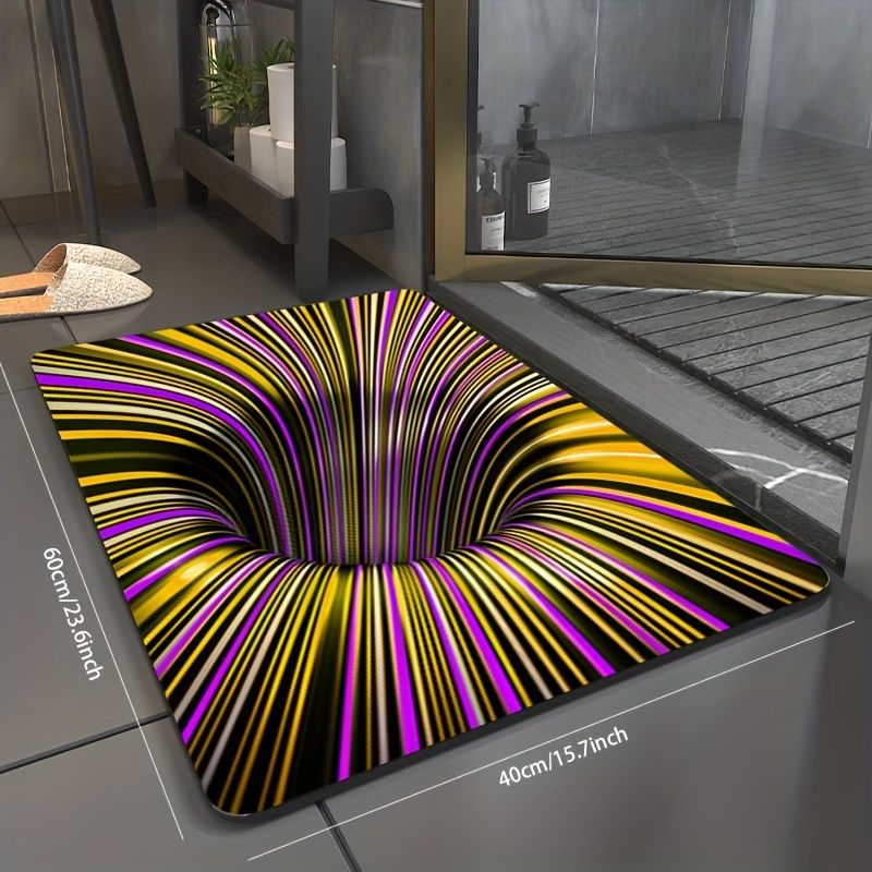 1pc, Illusion Floor Mat, Colourful 3D Swirl Illusion Rug, Abstract Geometric Non-Slip Area Rug For Living Room Mat, Bedroom Kitchen - Renee Lane Company