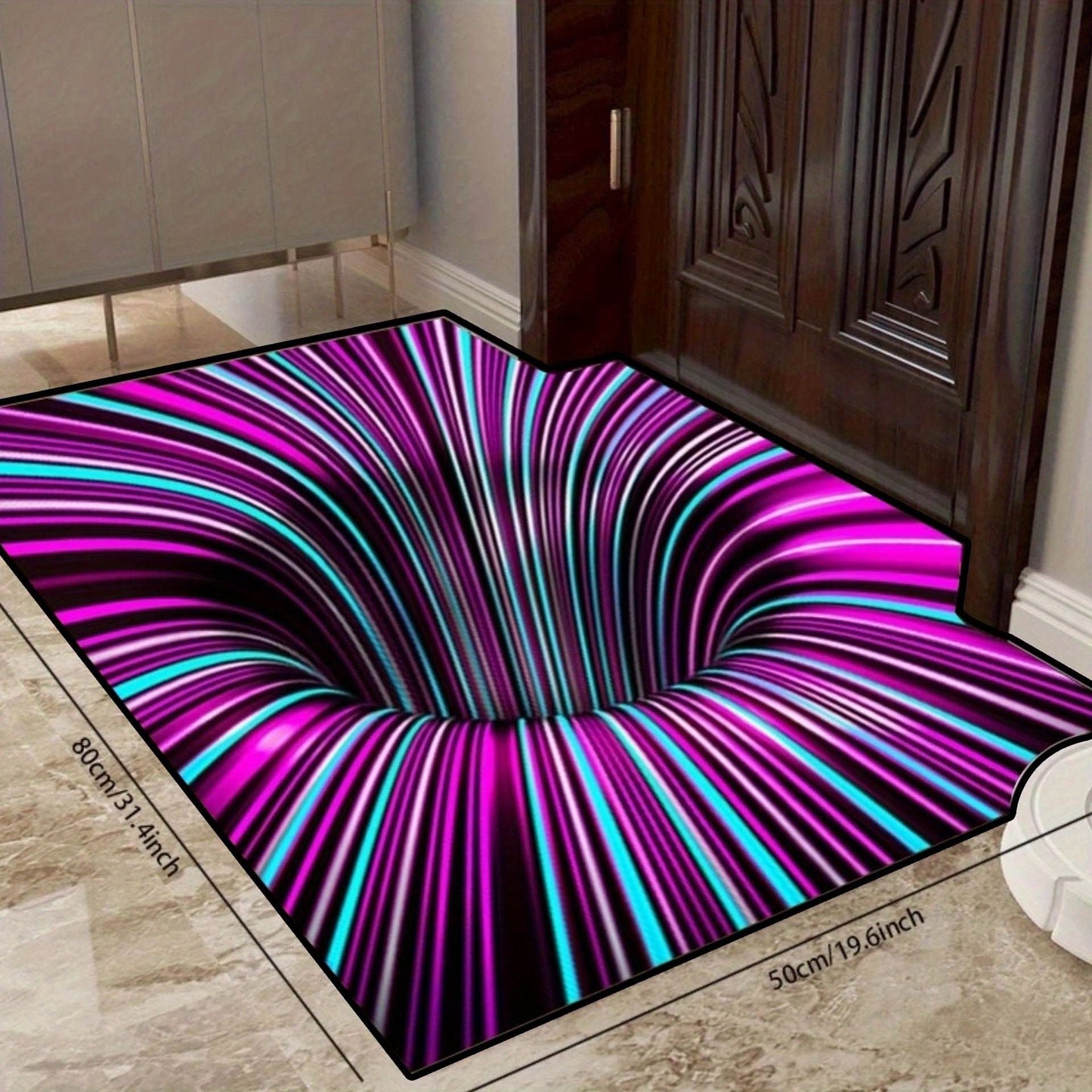 1pc, Illusion Floor Mat, Colourful 3D Swirl Illusion Rug, Abstract Geometric Non-Slip Area Rug For Living Room Mat, Bedroom Kitchen - Renee Lane Company
