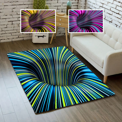 1pc, Illusion Floor Mat, Colourful 3D Swirl Illusion Rug, Abstract Geometric Non-Slip Area Rug For Living Room Mat, Bedroom Kitchen - Renee Lane Company