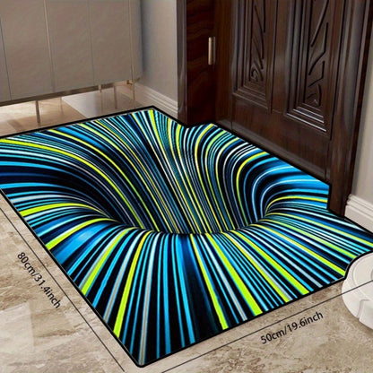 1pc, Illusion Floor Mat, Colourful 3D Swirl Illusion Rug, Abstract Geometric Non-Slip Area Rug For Living Room Mat, Bedroom Kitchen - Renee Lane Company