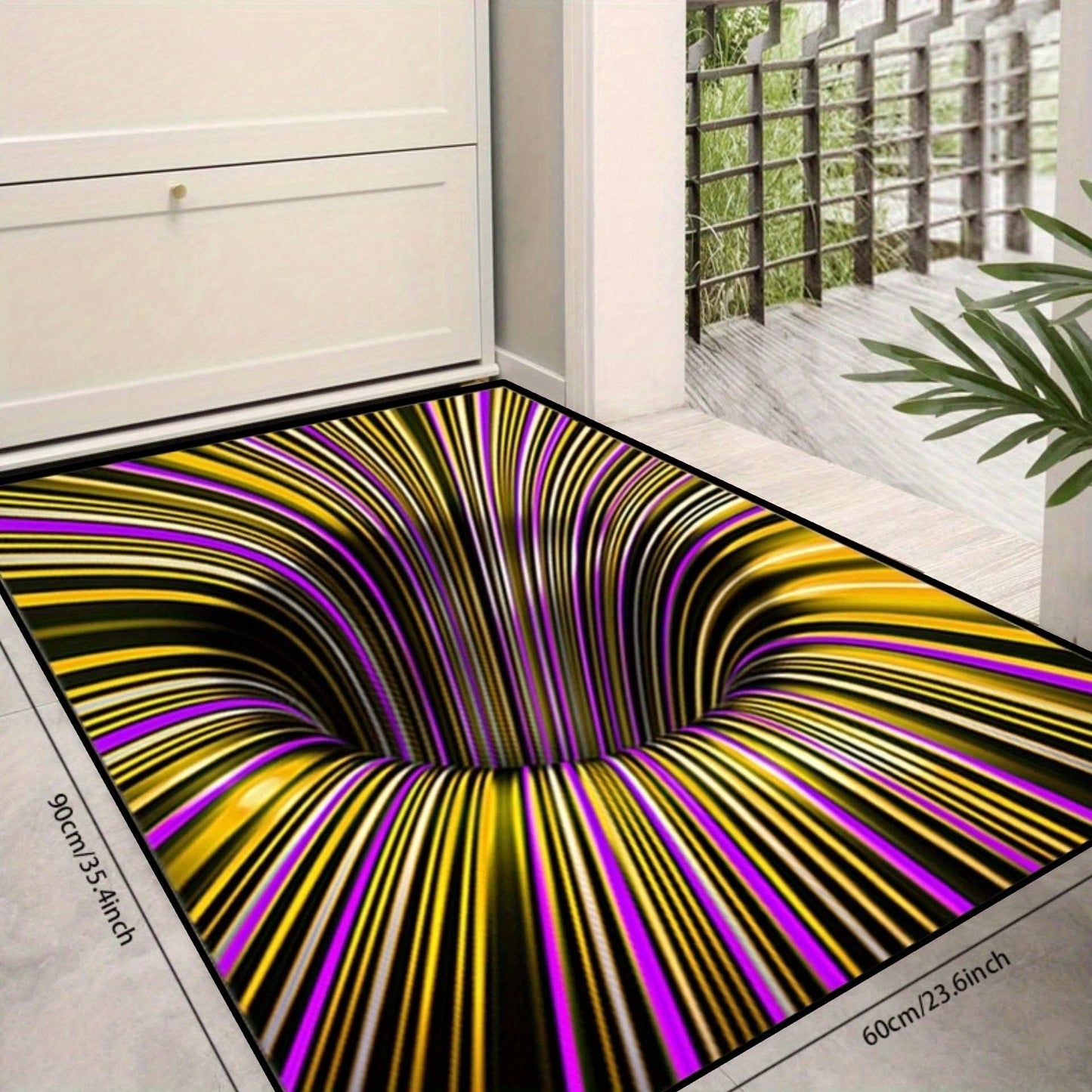 1pc, Illusion Floor Mat, Colourful 3D Swirl Illusion Rug, Abstract Geometric Non-Slip Area Rug For Living Room Mat, Bedroom Kitchen - Renee Lane Company