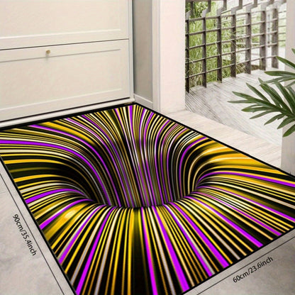 1pc, Illusion Floor Mat, Colourful 3D Swirl Illusion Rug, Abstract Geometric Non-Slip Area Rug For Living Room Mat, Bedroom Kitchen - Renee Lane Company