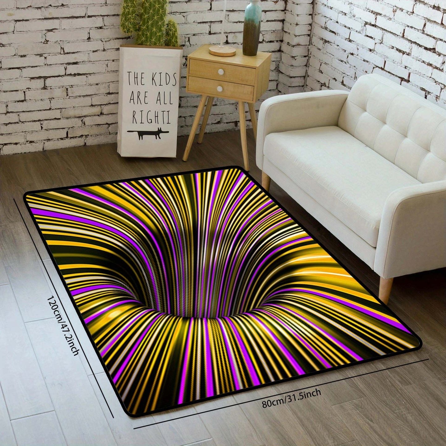 1pc, Illusion Floor Mat, Colourful 3D Swirl Illusion Rug, Abstract Geometric Non-Slip Area Rug For Living Room Mat, Bedroom Kitchen - Renee Lane Company
