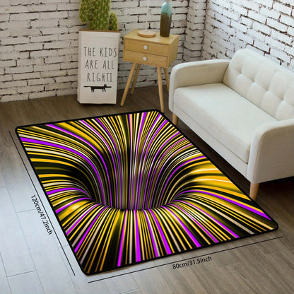 1pc, Illusion Floor Mat, Colourful 3D Swirl Illusion Rug, Abstract Geometric Non-Slip Area Rug For Living Room Mat, Bedroom Kitchen - Renee Lane Company
