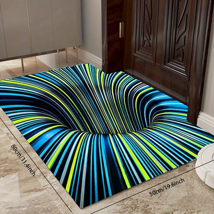 1pc, Illusion Floor Mat, Colourful 3D Swirl Illusion Rug, Abstract Geometric Non-Slip Area Rug For Living Room Mat, Bedroom Kitchen - Renee Lane Company