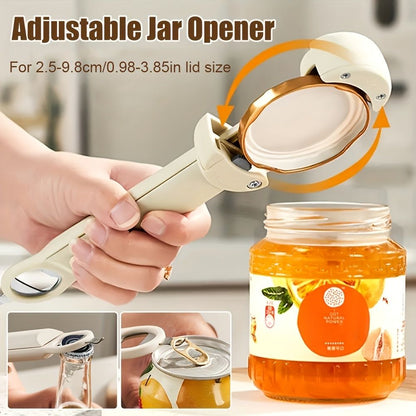 1pc, Jar Opener, Adjustable Bottle Opener For Weak Hands, Non-Slip Can Opener, Fridge Magnet For Senior Arthritis Fits 0.98-3.74inch Lids, Kitchen Accessaris, Back To School Supplies - Renee Lane Company