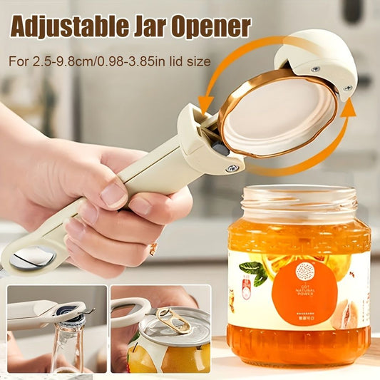 1pc, Jar Opener, Adjustable Bottle Opener For Weak Hands, Non-Slip Can Opener, Fridge Magnet For Senior Arthritis Fits 0.98-3.74inch Lids, Kitchen Accessaris, Back To School Supplies - Renee Lane Company