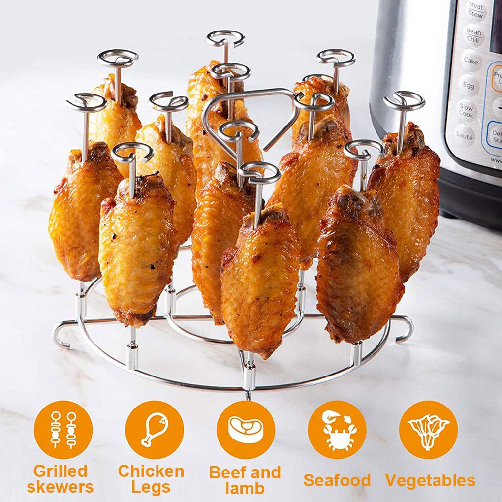 1pc Kitchen Air Fryer Rack Accessories; BBQ Grill Tray Basket Stand; Roasting Meat Food Holder Tool For Household Picnic Camping - Renee Lane Company