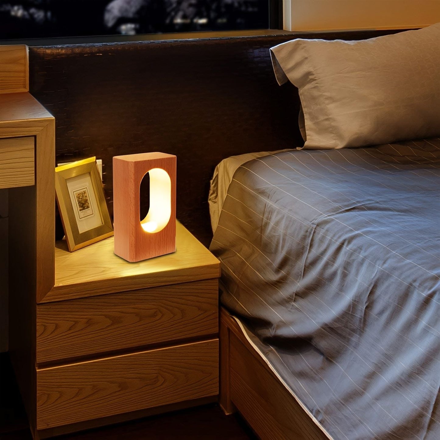 1pc LONRISWAY LED Wood Desk Lamp - Dimmable Night Light for Bedroom and Home Decor - Unique Gift Idea - Renee Lane Company