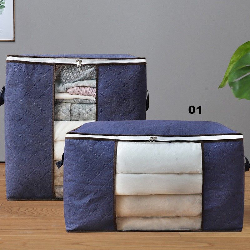 1pc Large Capacity Clothes Storage Bag Organizer With Reinforced Handle Thick Fabric For Comforters, Blankets, Bedding, Foldable With Sturdy Zipper, Clear Window - Renee Lane Company