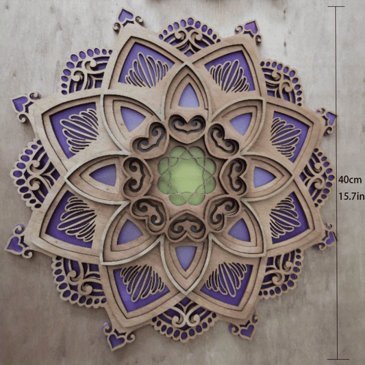 1pc Mandala Wooden Decorative Lamp Yoga Room LED Night Light Multilayered Laser Cut Carved Light Wall Decor For Home Living Room Bedroom Ornament - Renee Lane Company
