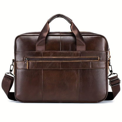 1pc Men's Briefcase, Genuine Leather Men's Bag, Official Bag, 15 Inch Computer Bag, Men's Portable Shoulder Business Bag - Renee Lane Company