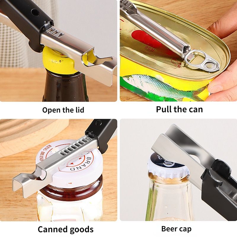 1pc Multi-functional Bottle Opener Can Opener Stainless Steel Cap Opener Labor-saving Cap Universal Bottle Opener For Kitchen - Renee Lane Company