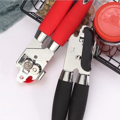 1pc Multifunctional Stainless Steel Can Opener with Rubber and Plastic Handle - Easy to Use and Durable Kitchen Accessory - Renee Lane Company