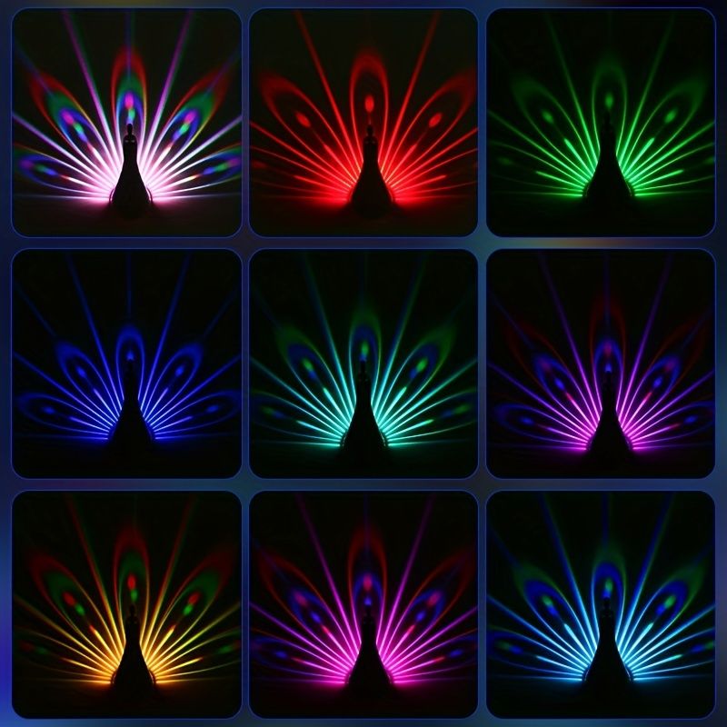 1pc Peacock Projection Lamp, LED Night Light Wall Table Projection Lamp, Decorative Mood Droplight For Kids As Birthday Gifts For Women (Pink) - Renee Lane Company