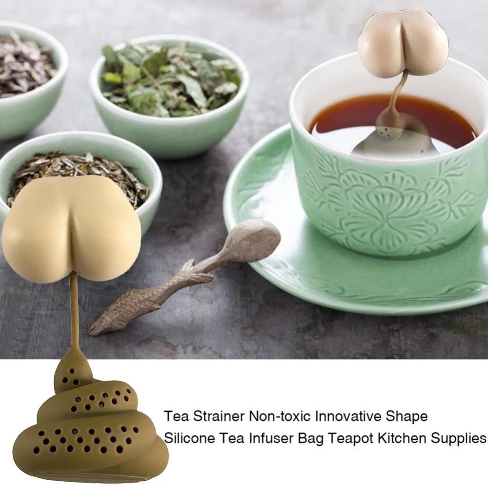 1pc Reusable Silicone Tea Infuser Creative Poop Shaped Funny Herbal Tea Bag Coffee Filter Diffuser Strainer Tea Accessories Home Kitchen Accessories - Renee Lane Company