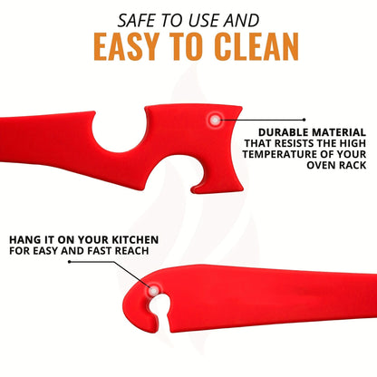 1pc Silicone Oven Rack Push Pull Tool With Longer Handle Ideal For Kitchen Oven; Toaster Oven; Air Fryer; Convection Oven And Small Kitchen Appliances - Renee Lane Company