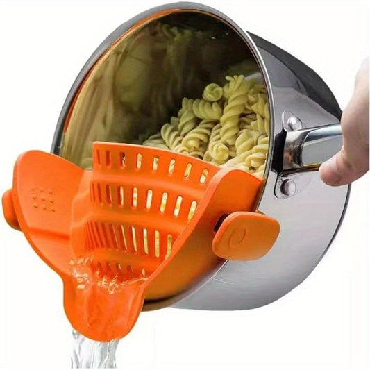 1pc Silicone Pot Strainer And Pasta Strainer, Adjustable Silicone Clip On Strainer For Pots, Pans, And Bowls, Kitchen Gadgets - Renee Lane Company