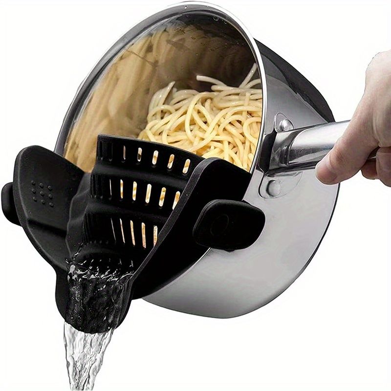 1pc Silicone Pot Strainer And Pasta Strainer, Adjustable Silicone Clip On Strainer For Pots, Pans, And Bowls, Kitchen Gadgets - Renee Lane Company