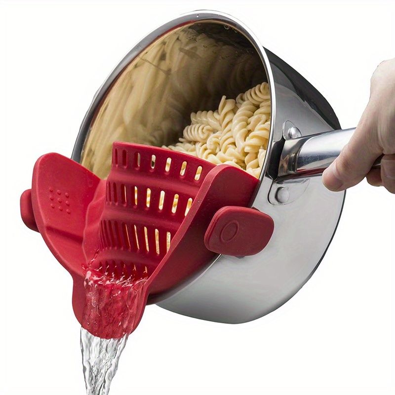1pc Silicone Pot Strainer And Pasta Strainer, Adjustable Silicone Clip On Strainer For Pots, Pans, And Bowls, Kitchen Gadgets - Renee Lane Company