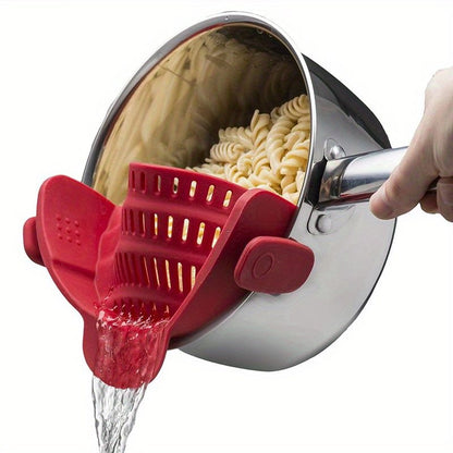 1pc Silicone Pot Strainer And Pasta Strainer, Adjustable Silicone Clip On Strainer For Pots, Pans, And Bowls, Kitchen Gadgets - Renee Lane Company