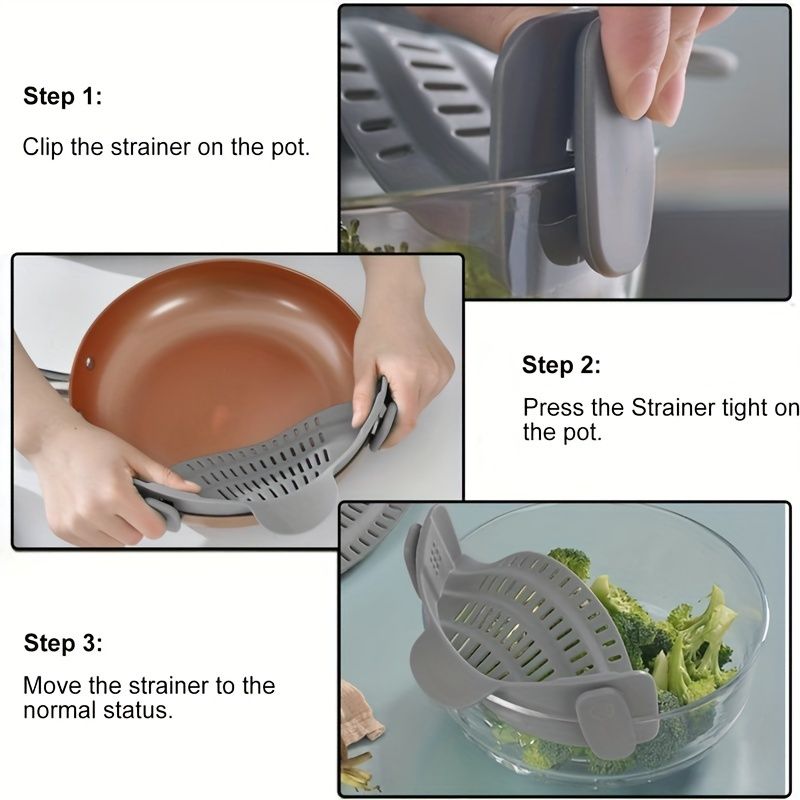 1pc Silicone Pot Strainer And Pasta Strainer, Adjustable Silicone Clip On Strainer For Pots, Pans, And Bowls, Kitchen Gadgets - Renee Lane Company