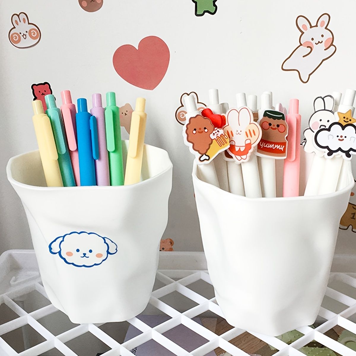 1pc Simple Style Multifunctional White Pen Holder Stationery Office Pen Holder Desktop Storage - Renee Lane Company