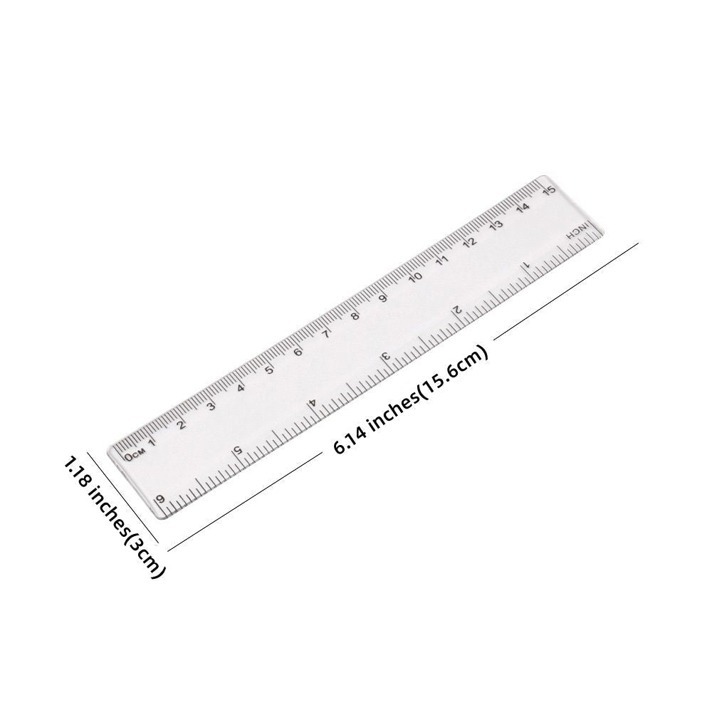 1pc Simple Transparent Ruler Size 6.14*1.18in - Renee Lane Company