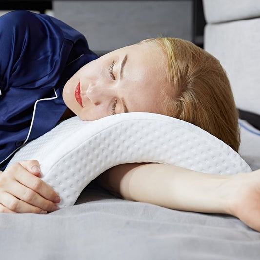 1pc Sleeping Pillow Couple Pillow Arm Pillow Slow Rebound Pressure Cuddle Pillow Memory Foam Travel Arched Shaped U Pillow Providing Comfort And Support Curved Pillow For Couples - Renee Lane Company