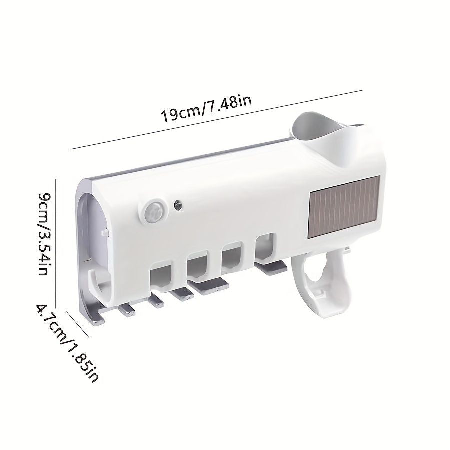 1pc Smart Toothbrush Sanitizer, Free Punching Wall Mounted Toothbrush Holder, Automatic Squeeze Toothpaste Device - Renee Lane Company