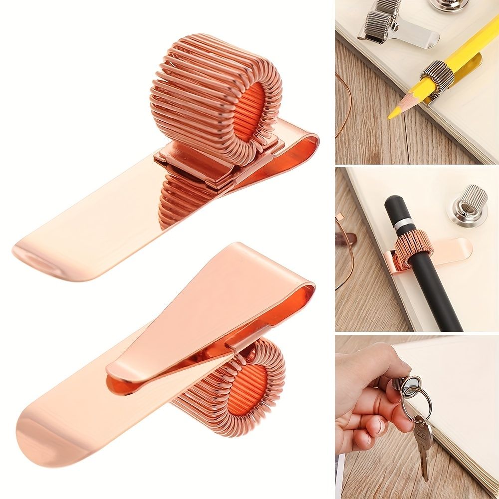 1pc Spring Pen Clip Metal Pencil Holder Single Hole Orifice Elastic Loop Portable Writing Stationery - Renee Lane Company