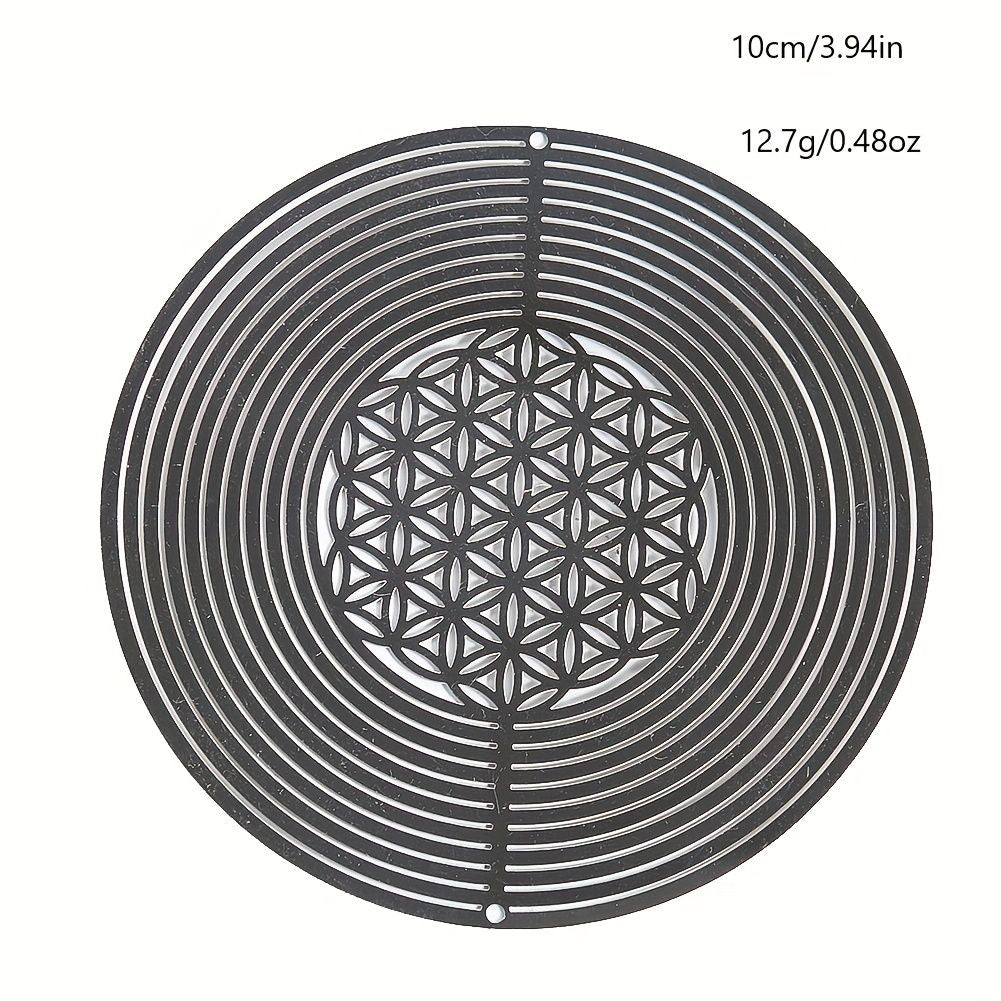 1pc Stainless Steel Flower Of Life Wind Spinner Laser Hollow 3D Rotating Wind Chimes Garden Hanging Reflective Bird Repeller Pendant - Renee Lane Company