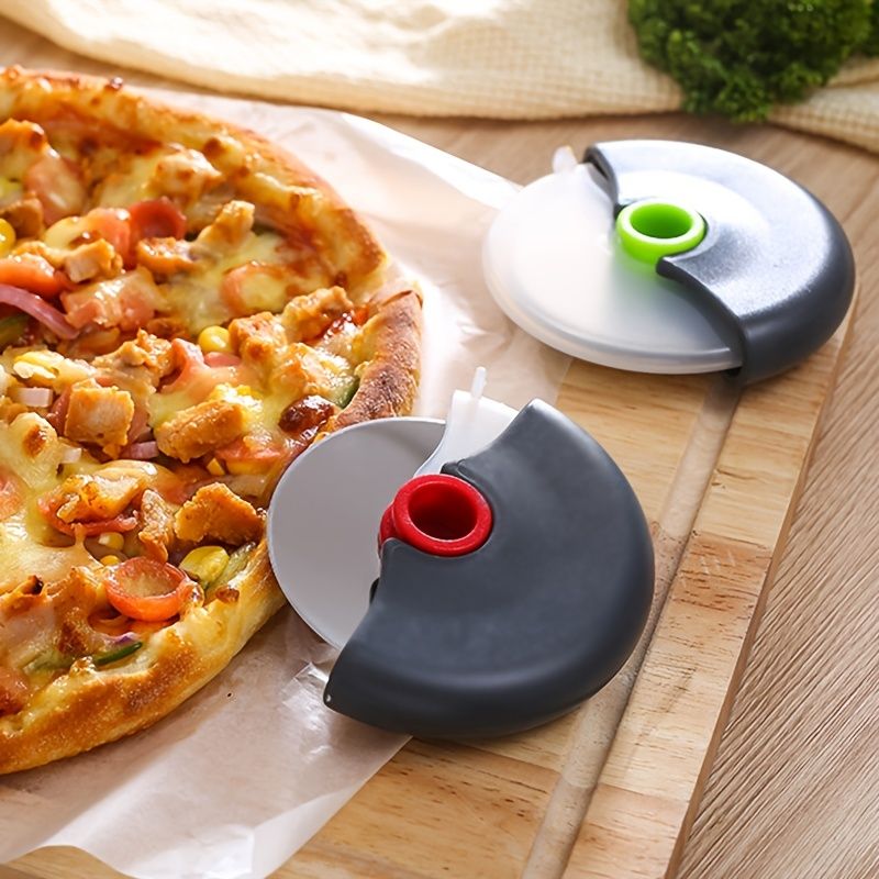 1pc Stainless Steel Round Wheel Cutter With Lid For Cake, Bread, And Pies - Kitchen Baking Tool With Roulette Roller, Suitable For Home Kitchen Baking, Household Pizza Baking - Renee Lane Company