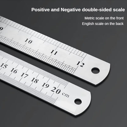 1pc Stainless Steel Ruler, 6 8 12 20Inch, Steel Ruler With Inch And Metric, Machinist Ruler, Metric Ruler, Imperial Ruler, For School, Office, Home, Engineer, Craft - Renee Lane Company