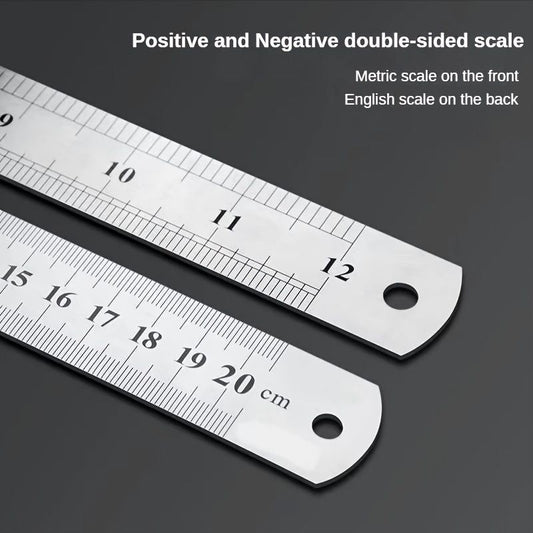 1pc Stainless Steel Ruler, 6 8 12 20Inch, Steel Ruler With Inch And Metric, Machinist Ruler, Metric Ruler, Imperial Ruler, For School, Office, Home, Engineer, Craft - Renee Lane Company