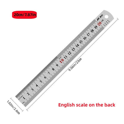 1pc Stainless Steel Ruler, 6 8 12 20Inch, Steel Ruler With Inch And Metric, Machinist Ruler, Metric Ruler, Imperial Ruler, For School, Office, Home, Engineer, Craft - Renee Lane Company