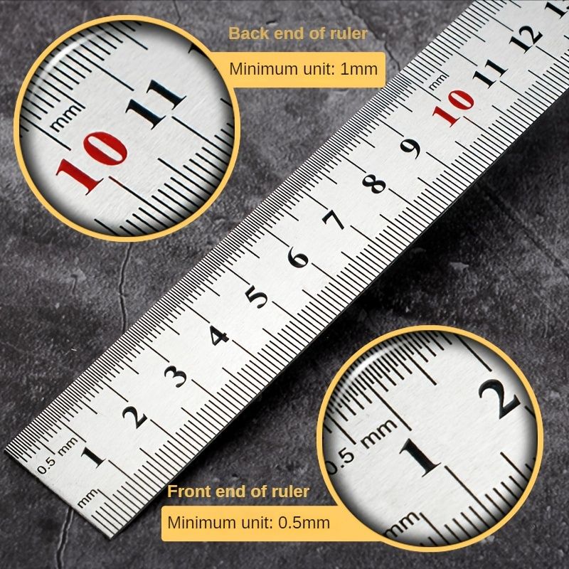 1pc Stainless Steel Ruler, 6 8 12 20Inch, Steel Ruler With Inch And Metric, Machinist Ruler, Metric Ruler, Imperial Ruler, For School, Office, Home, Engineer, Craft - Renee Lane Company