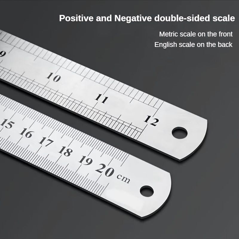1pc Stainless Steel Ruler, 6 8 12 20Inch, Steel Ruler With Inch And Metric, Machinist Ruler, Metric Ruler, Imperial Ruler, For School, Office, Home, Engineer, Craft - Renee Lane Company