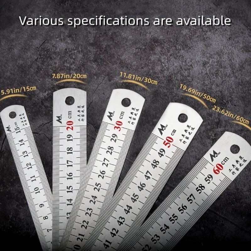 1pc Stainless Steel Ruler, 6 8 12 20Inch, Steel Ruler With Inch And Metric, Machinist Ruler, Metric Ruler, Imperial Ruler, For School, Office, Home, Engineer, Craft - Renee Lane Company