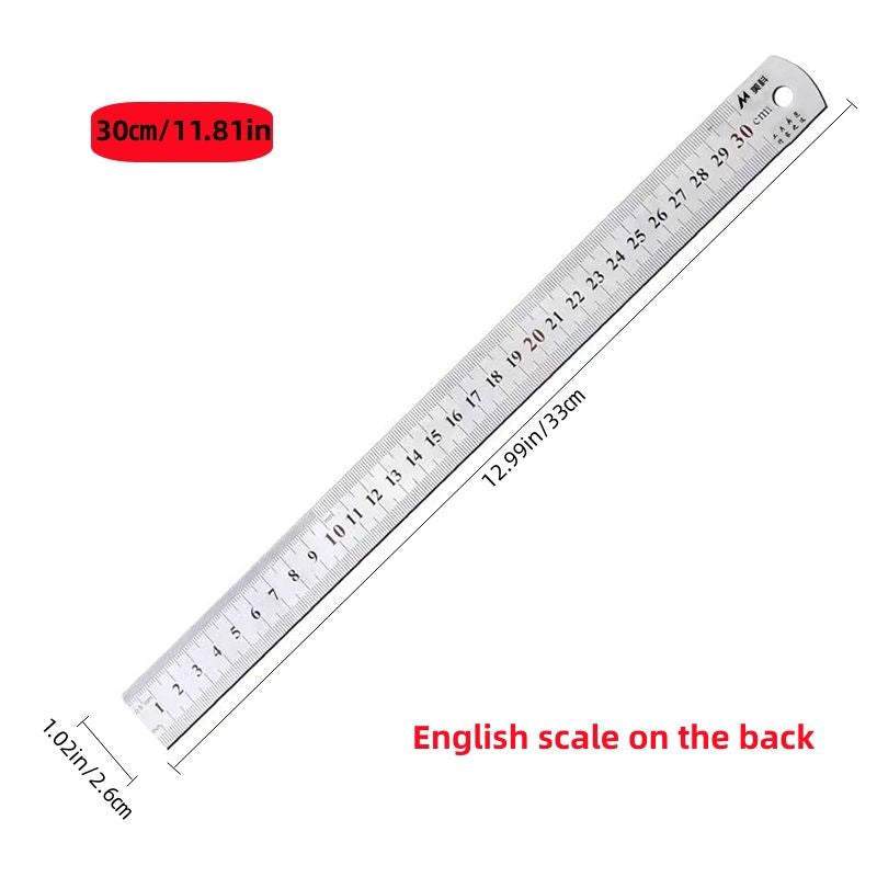 1pc Stainless Steel Ruler, 6 8 12 20Inch, Steel Ruler With Inch And Metric, Machinist Ruler, Metric Ruler, Imperial Ruler, For School, Office, Home, Engineer, Craft - Renee Lane Company