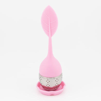 1pc Tea Infuser Silicone Handle Stainless Steel Strainer Drip Tray Included - Loose Tea Steeper - Best Tea Infuser For Loose Leaf Or Herbal Tea - Renee Lane Company