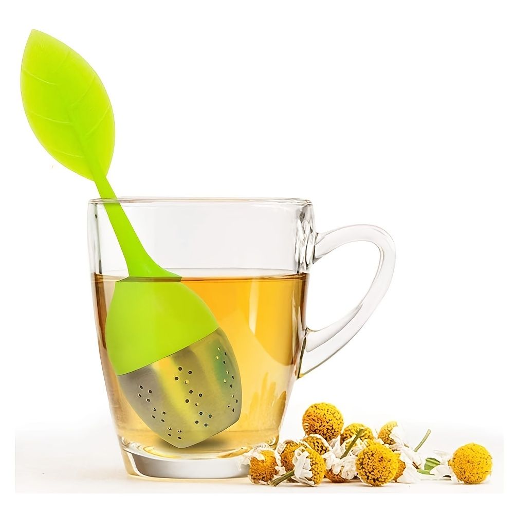 1pc Tea Infuser Silicone Handle Stainless Steel Strainer Drip Tray Included - Loose Tea Steeper - Best Tea Infuser For Loose Leaf Or Herbal Tea - Renee Lane Company